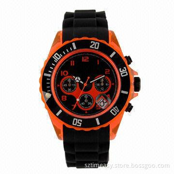Fashion silicone watch with plastic case and multiple functions movement